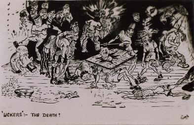 HMS London album. Commission 1929-1931. Uckers cartoon